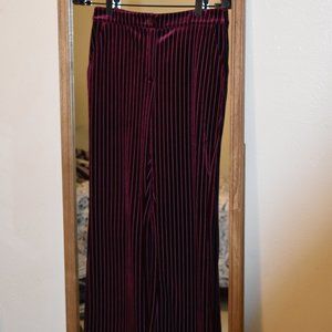 LEITH Flared Maroon Stripped Velvet Pants